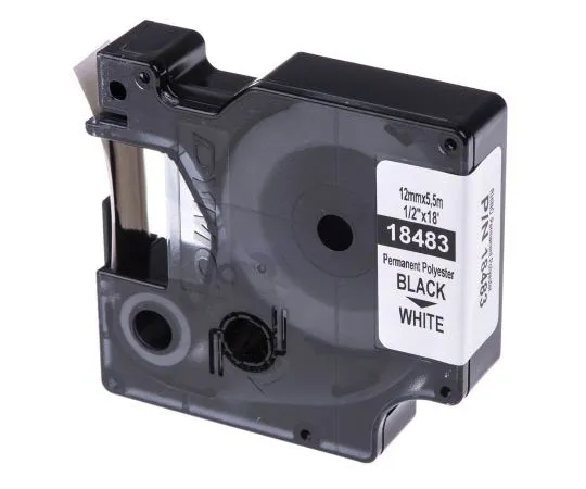 63-7571-15 Dymo Black on White Label Printer Tape, 12 mm Width, 5.5 m Length 18483
