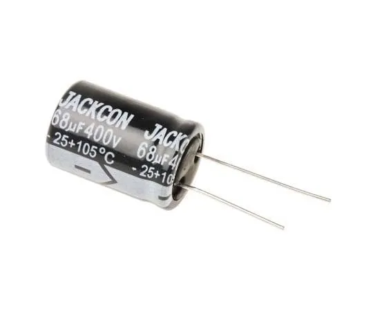 63-7738-36　RS PRO 68μF 400V dc Aluminium Electrolytic Capacitor, Through Hole 18 (Dia.) x 26mm +105°C 18mm 7.5mm 26mm　170-1319