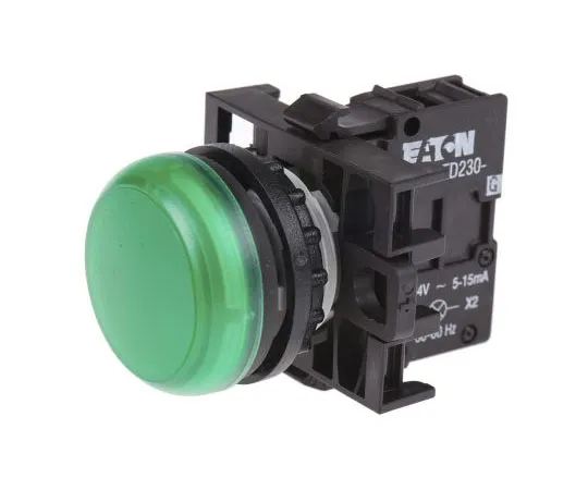 63-7554-97 Eaton M22 Series, Green Pilot Light Head, 22.5mm Cutout 78639223 & M22-L-G+M22-A+M22-LED230-G