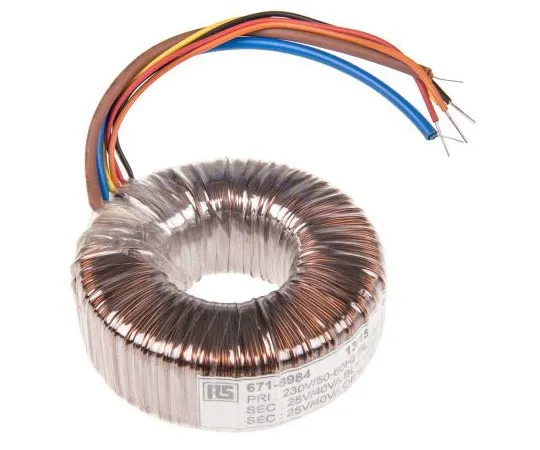 63-7670-72 2 Output Toroidal Transformer, 80VA, 2 x 25V ac 671-8984