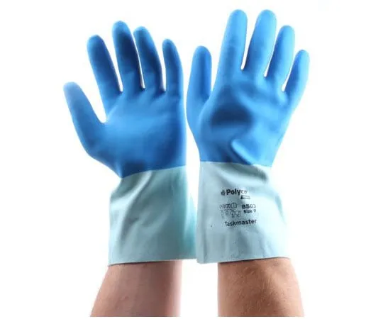 63-7636-04 BM Polyco Taskmaster Latex General Purpose Gloves, size 9, Blue 8503