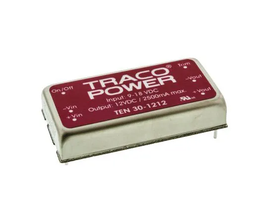 63-7658-75 TRACOPOWER TEN 30 30W Isolated DC-DC Converter Through Hole, Voltage in 9 → 18 V dc, Voltage out 12V dc TEN 30-1212