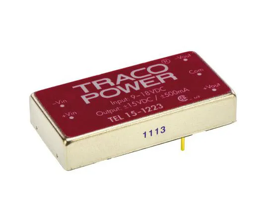 63-7600-10 TRACOPOWER TEL 15 15W Isolated DC-DC Converter Through Hole, Voltage in 9 → 18 V dc, Voltage out ±15V dc TEL 15-1223