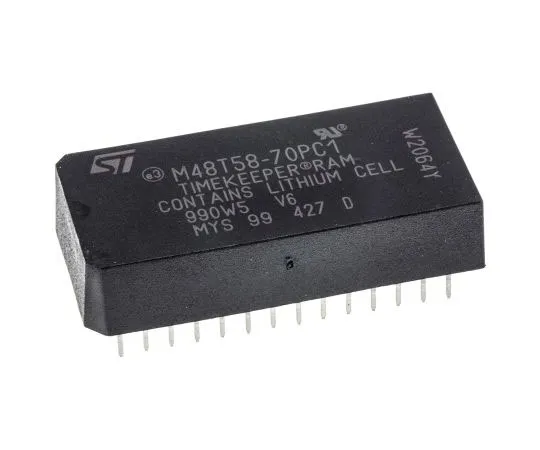 63-7691-88 STMicroelectronics M48T58-70PC1, Real Time Clock (RTC), 8192B RAM Parallel, 28-Pin PCDIP M48T58-70PC1