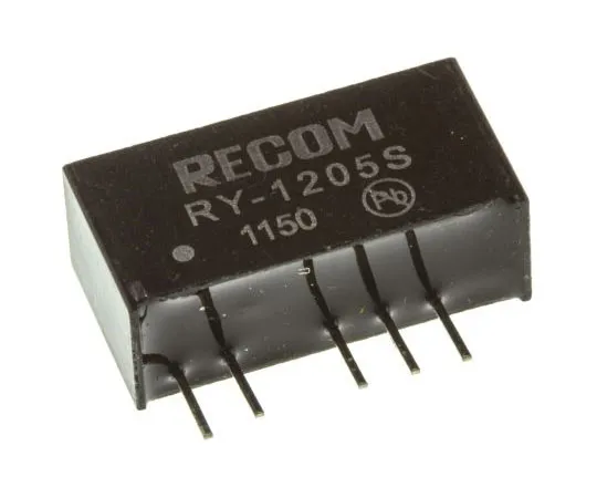 63-7568-40 Recom RY 1W Isolated DC-DC Converter Through Hole, Voltage in 11.4 → 12.6 V dc, Voltage out 5V dc RY-1205S
