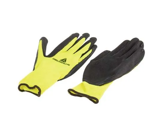 63-7715-81 Delta Plus Polyester Latex-Coated General Purpose Gloves, size 8, Yellow VV73308
