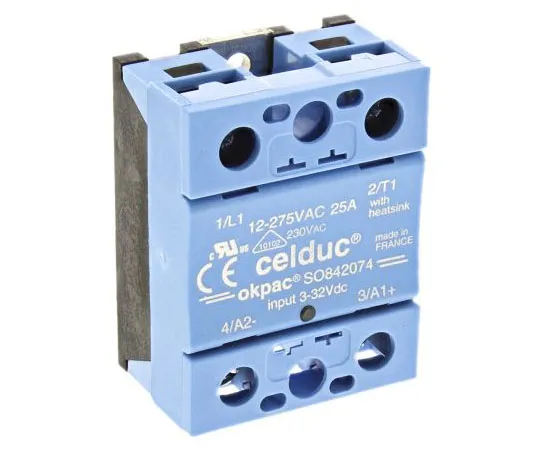63-7591-30 Celduc 25 A Solid State Relay, Zero Crossing, Chassis Mount, Triac, 275 V rms Maximum Load SO842074