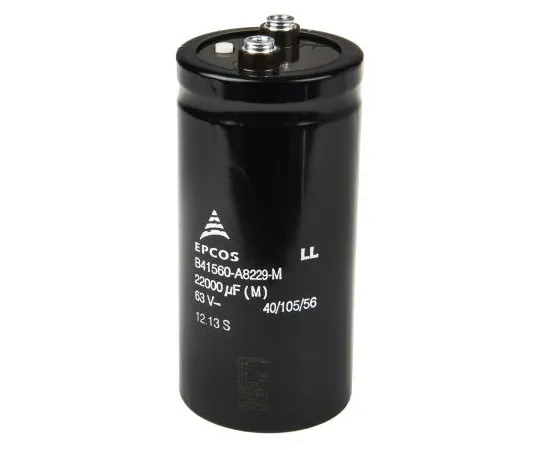 63-7625-36 EPCOS 22000μF 63V dc Aluminium Electrolytic Capacitor, Chassis Mount 51.6 (Dia.) x 105.7mm +105°C 51.6mm B41560A8229M000