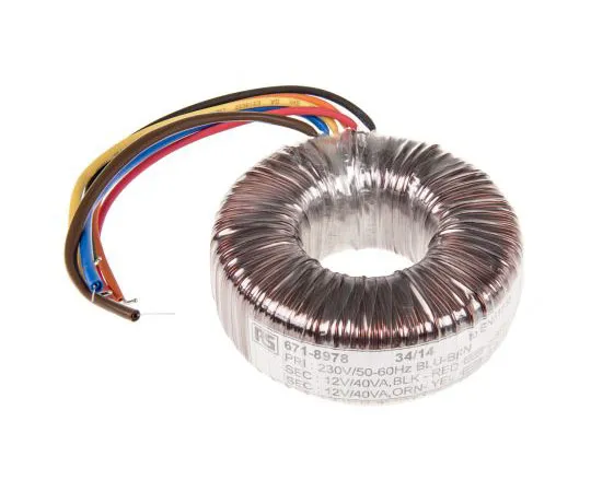 63-7670-68 2 Output Toroidal Transformer, 80VA, 2 x 12V ac 173-0186