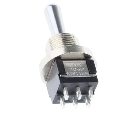 63-7714-04 KNITTER-SWITCH Double Pole Double Throw (DPDT) Toggle Switch, On-Off-On, Panel Mount MTW206P