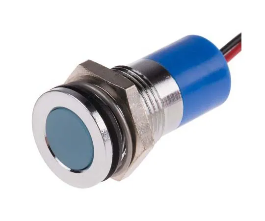 63-7717-85 RS PRO Blue Indicator, 12 V dc, 14mm Mounting Hole Size, Lead Wires Termination, IP67 703-8932