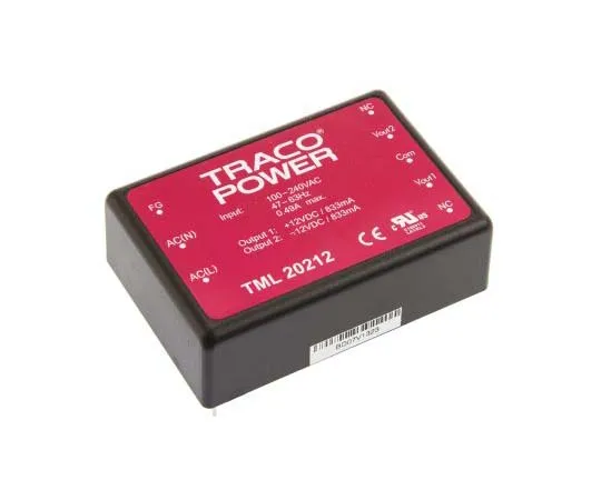 63-7725-61 TRACOPOWER 20W Dual Output Embedded Switch Mode Power Supply SMPS, 833mA, ±12V dc Encapsulated TML 20212