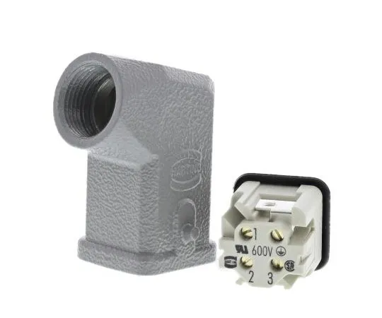 63-7567-51 Han A Series 3 + PE Way Male 10A Panel Kit, includes Hood, Insert 09200031640+09200032611