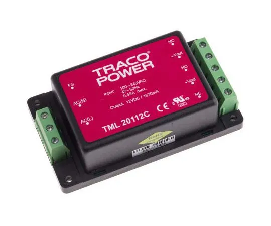 63-7725-74 TRACOPOWER 20W 1 Output Embedded Switch Mode Power Supply SMPS, 1.67A, 12V dc Encapsulated TML 20112C