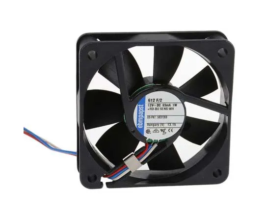 63-7705-33 ebm-papst 600F Series Axial Fan, 60 x 60 x 15mm, 29m³/h, 1W, 12 V dc 612 F/2