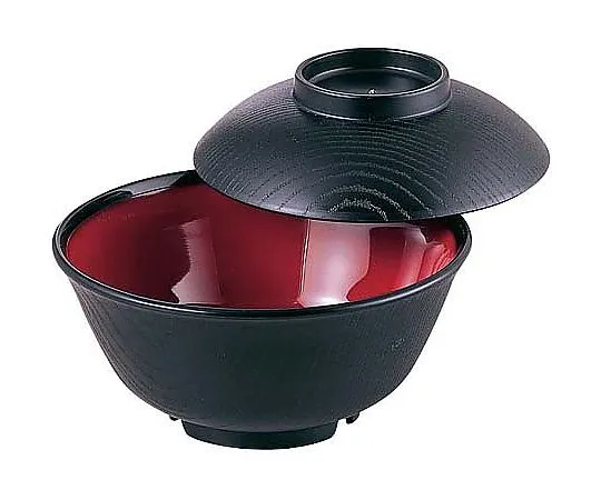 62-6858-34 Two-Color Rice Bowl (w/Lid) SW-123 Black/Inner Wine
