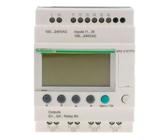 63-7565-43 Schneider Electric Zelio Logic Module, 120 V ac, 240 V ac Relay, 6 x Input, 4 x Output With Display SR2A101FU