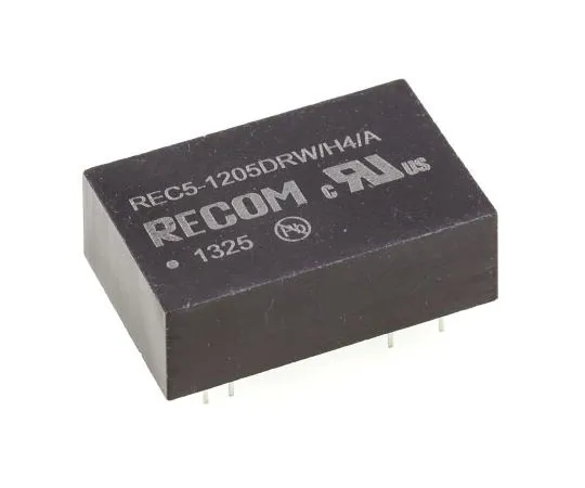 63-7568-59 Recom REC5 5W Isolated DC-DC Converter Through Hole, Voltage in 9 → 18 V dc, Voltage out ±5V dc REC5-1205DRW/H4/A