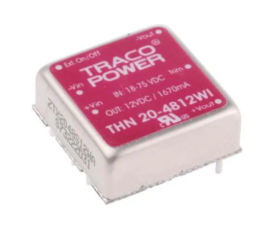 63-7725-24 TRACOPOWER THN 20WI 20W Isolated DC-DC Converter Through Hole, Voltage in 18 → 75 V dc, Voltage out 12V dc THN 20-4812WI