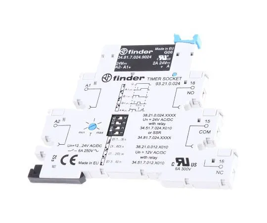 63-7660-15 Finder ON Delay, ON Pulse Multi Function Timer Relay, Screw, 0.1 s → 6 h, SPDT, 24 V ac/dc 38.21.0.024.9024