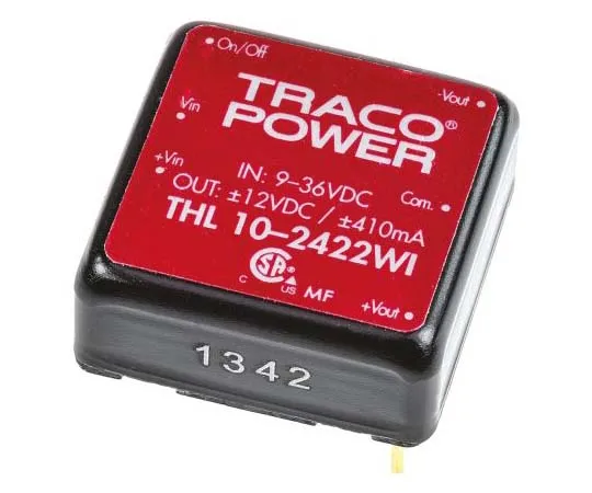 63-7773-38　TRACOPOWER THL 10WI 10W Isolated DC-DC Converter Through Hole, Voltage in 9 → 36 V dc, Voltage out ±12V dc　THL 10-2422WI