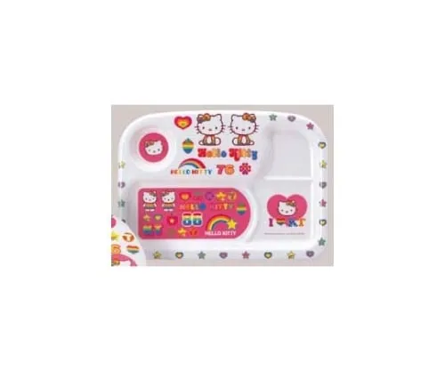 61-6839-14　［Discontinued］Melamine Children's Tableware Hello Kitty Square Lunch Tray MC-40　2862700