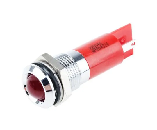 63-8041-84　RS PRO Red Indicator, 220 V ac, 14mm Mounting Hole Size, Faston, Solder Lug Termination, IP67　848-4594