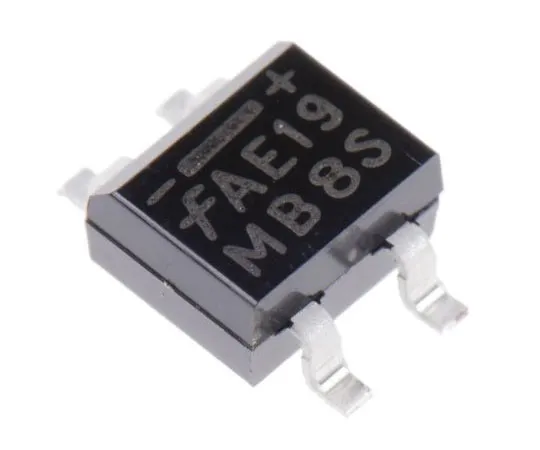 63-8006-14　ON Semiconductor MB2S, Bridge Rectifier, 500mA 200V, 4-Pin SOIC　MB2S