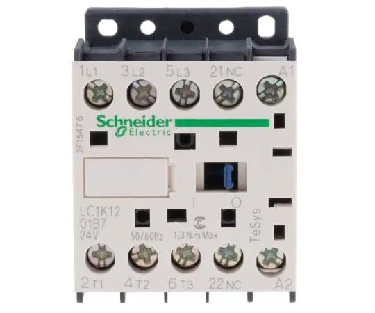 63-7792-12　Schneider Electric 3 Pole Contactor, 12 A, 24 V ac Coil, TeSys K, 3NO　LC1K1201B7