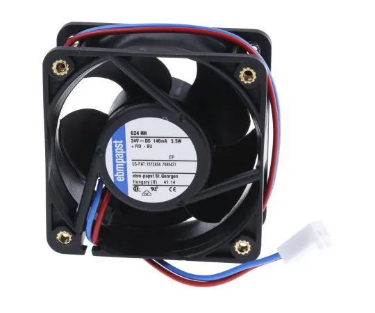 63-7971-26　ebm-papst 620 Series Axial Fan, 60 x 60 x 25mm, 56m³/h, 3.6W, 24 V dc　624HH-RS0