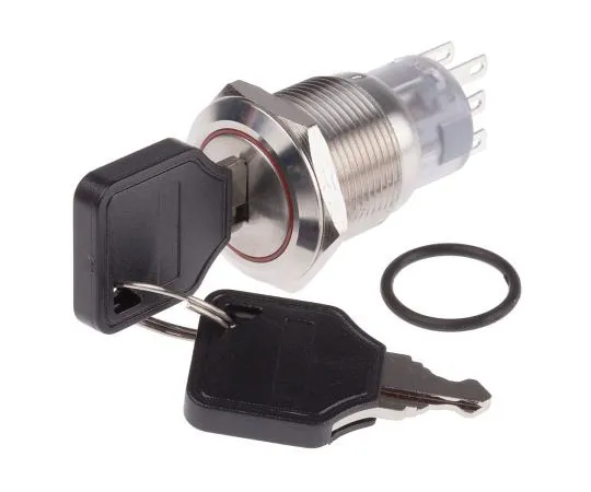63-8053-94　IP40 Key Switch, Double Pole Double Throw (DPDT), 5 A 3-Way, -20 → +55°C　877-2009