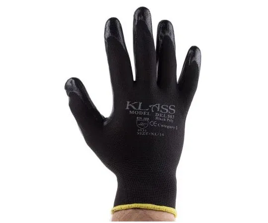 63-8048-01　RS PRO Polyester Nitrile-Coated General Purpose Gloves, size 10, Black　869-1572