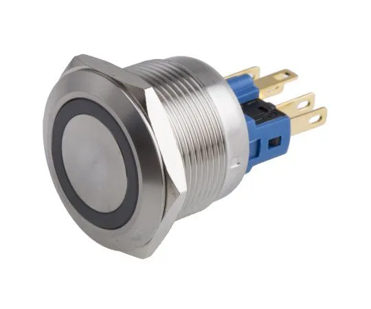 63-8015-29　RS PRO Single Pole Double Throw (SPDT) Momentary White LED Push Button Switch, IP65, IP67, 22 (Dia.)mm, Panel Mount,　811-8556
