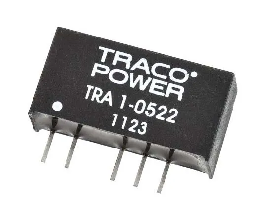 63-7772-66　TRACOPOWER TRA 1 1W Isolated DC-DC Converter Through Hole, Voltage in 4.5 → 5.5 V dc, Voltage out ±12V dc　TRA 1-0522