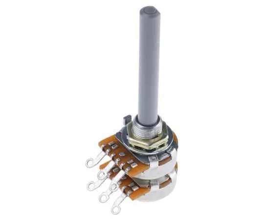 63-7794-69　TE Connectivity 2 Gang Rotary Carbon Potentiometer with a 6.35 mm Dia. Shaft, 4.7kΩ, ±20%, 0.4W, Linear 27ESA472MMF50NF　27ESA472MMF50NF