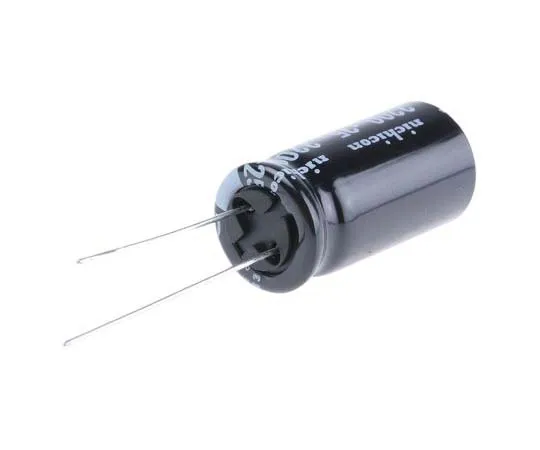 63-7782-55　Nichicon 2200μF 25V dc Aluminium Electrolytic Capacitor, Through Hole 12.5 (Dia.) x 25mm +105°C 12.5mm 5mm　UVY1E222MHD