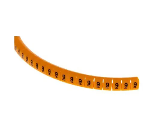 63-8016-50　RS PRO Snap On Cable Marker, Pre-printed 9 Black on Orange 4 → 5mm Dia. Range　812-1420