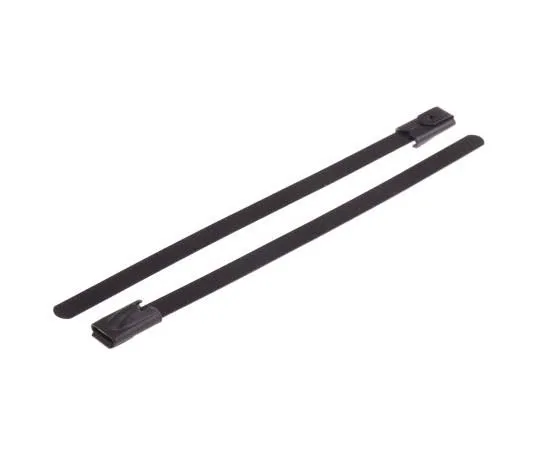 63-7790-24　RS Black Polyester Coated Stainless Steel Roller Ball Cable Tie, 100mm x 4.6 mm　743-6184