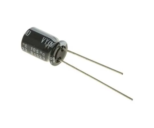 63-7782-48　Nichicon 470μF 16V dc Aluminium Electrolytic Capacitor, Through Hole 8 (Dia.) x 11.5mm +105°C 8mm 3.5mm　UVY1C471MPD