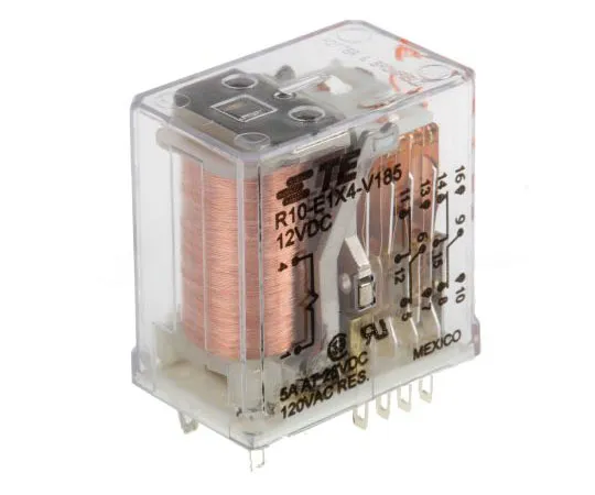 63-7971-40　TE ConnectivityR10 4PDT Non-Latching Relay Plug In, 12V dc Coil, 5A　R10-E1X4-V185