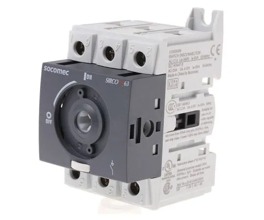 63-7970-45　3 Pole DIN Rail Non Fused Isolator Switch, NO/3NC (Auxiliary), 63 A, 30 kW　2200 3006