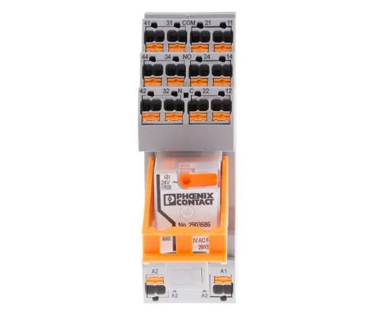 63-7991-73　Phoenix ContactRIF-2-RPT-LV-24AC/4X21 4PDT Non-Latching Relay DIN Rail, 24V ac Coil, 16A　2903306