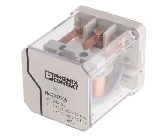 63-7992-06　Phoenix ContactREL-PR 3PDT Non-Latching Relay PCB Mount, 230V ac Coil, 16A　2903705