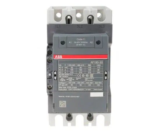 63-8000-72　ABB 3 Pole Contactor, 275 A, 24 V ac/dc Coil, AF Range, 3NO, 90 kW　1SFL487002R1111  AF190-30-11-11