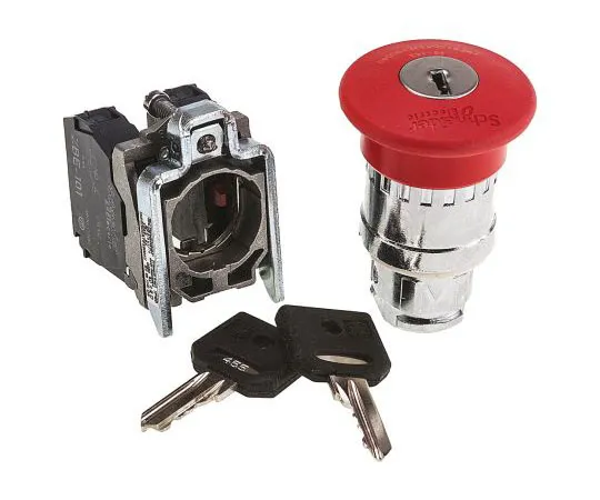 63-7993-39　Schneider Electric Harmony Explosion Proof, Red, Key Reset 40mm Mushroom Head Emergency Button　XB4BS9445EX