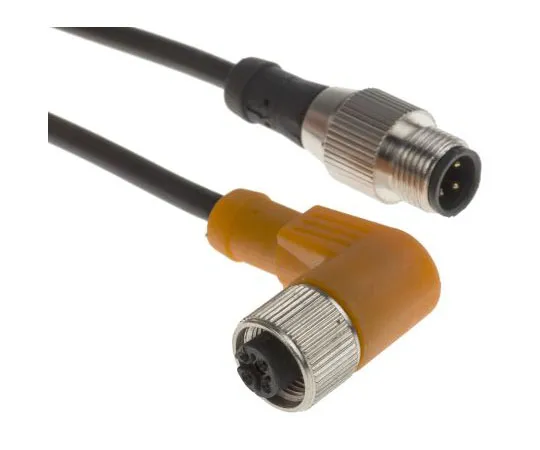 63-8053-41　RS PRO Right Angle M12 to Straight M12 Cable assembly, 4 Core 2m Cable　877-1202