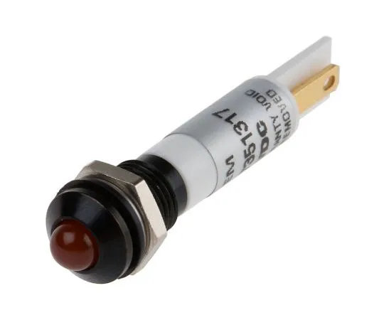 63-8040-08　RS PRO Orange Indicator, 21.6 → 26.4 V dc, 8mm Mounting Hole Size, Solder Lug Termination, IP67　843-2486