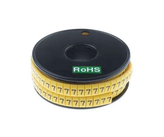 63-8016-04　RS Slide On Cable Marker, Pre-printed 7 Black on Yellow 3.5 → 7mm Dia. Range　812-1091