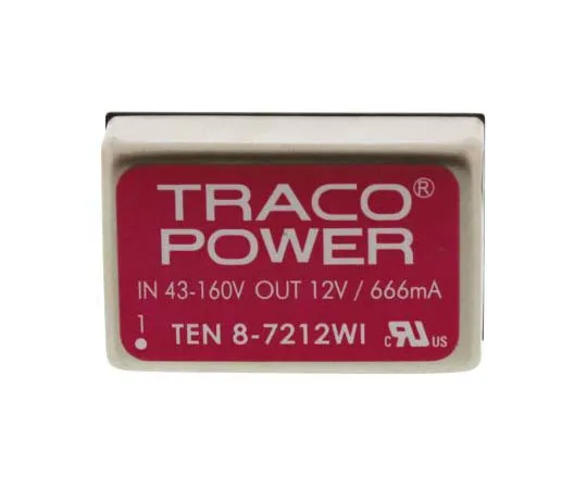 63-7773-23　TRACOPOWER TEN 8WI 8W Isolated DC-DC Converter Through Hole, Voltage in 43 → 160 V dc, Voltage out 12V dc　TEN 8-7212WI