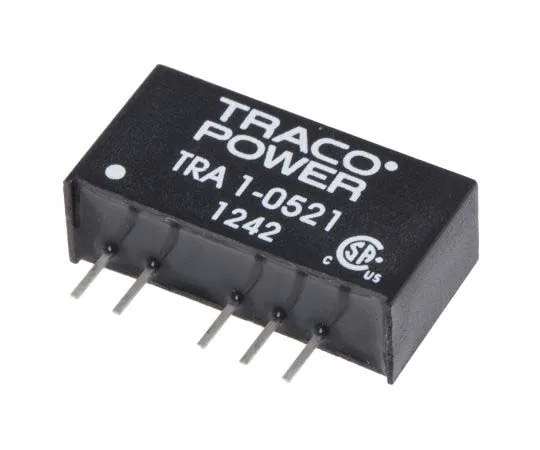 63-7772-63　TRACOPOWER TRA 1 1W Isolated DC-DC Converter Through Hole, Voltage in 4.5 → 5.5 V dc, Voltage out ±5V dc　TRA 1-0521